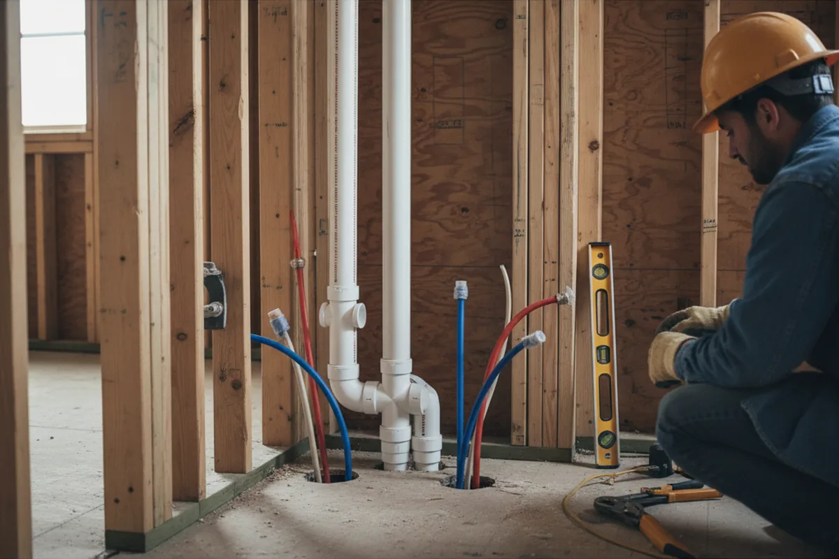 Drain and supply rough-in during Sump Pump Repair in Gays Creek
